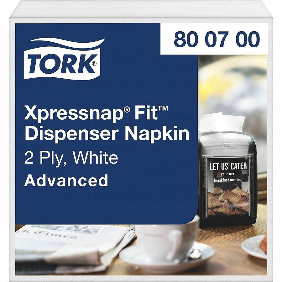 TORK Xpressnap Fit Dispenser Napkins, 2 Ply, Multifold, 6.50" x 8.40", White, 720 Napkins/Pack, 6/Carton (TRK800700)
