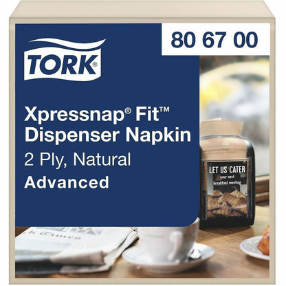 TORK Xpressnap Fit Dispenser Napkins, 2 Ply, Multifold, 6.50" x 8.40", Natural, 720 Napkins/Pack, 6/Carton (TRK806700)