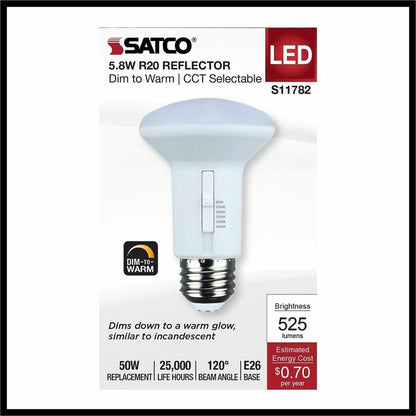 Satco LED R20 Reflector Bulbs, 5.80 W, 50 W Incandescent Equivalent Wattage (SDNS11782)
