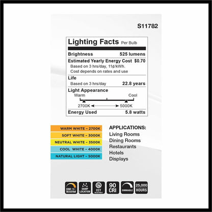 Satco LED R20 Reflector Bulbs, 5.80 W, 50 W Incandescent Equivalent Wattage (SDNS11782)