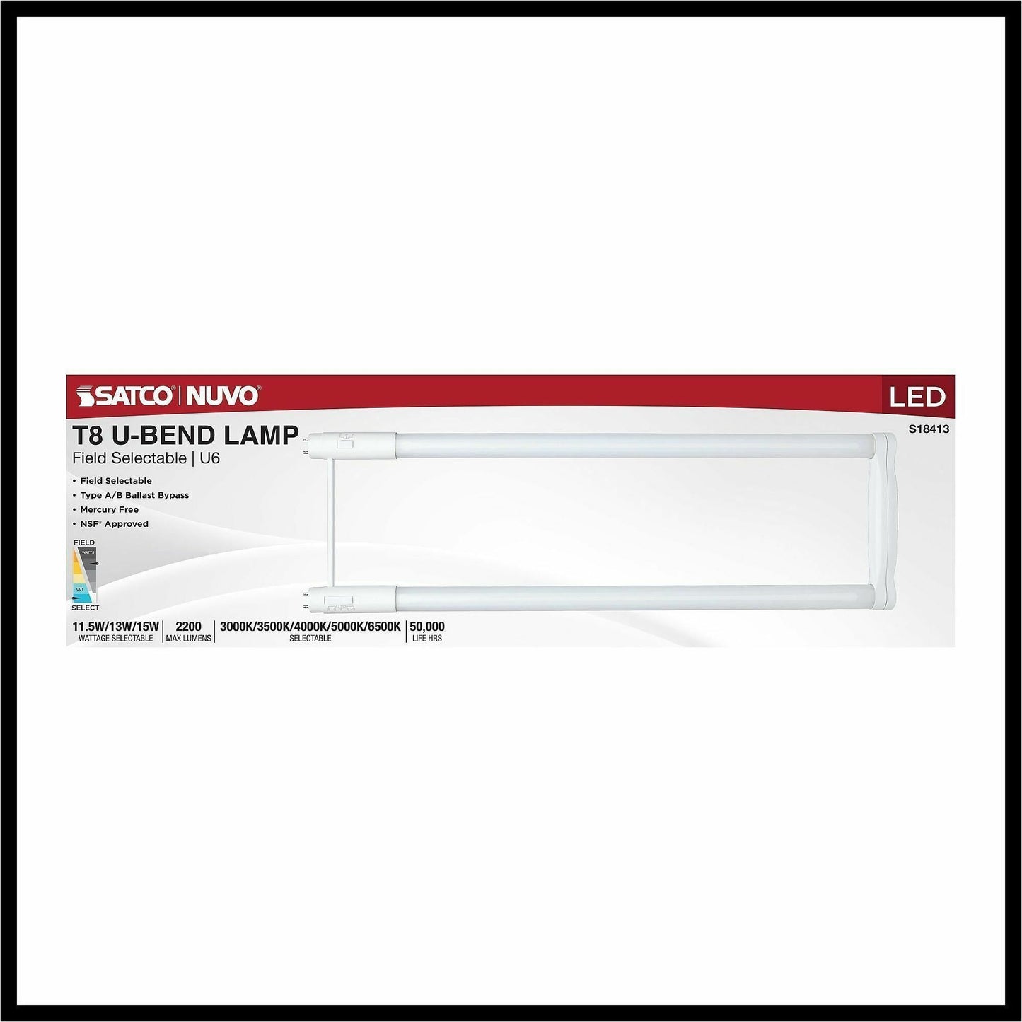 Satco LED Filament U-Bend Bulb, 12/Carton (SDNS18413)