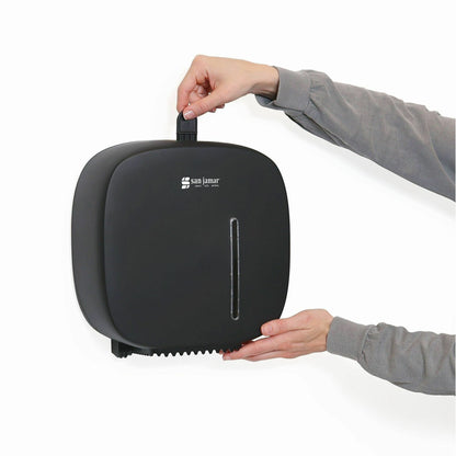 San Jamar Timeless Single JBT Tissue Dispenser, 11.2" x 10.7" x 4.8", Plastic, Black (SJMR2200BK)