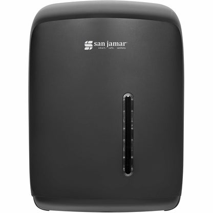 San Jamar Timeless Centerpull Towel Dispenser, Center Pull Dispenser, 12.7" x 9" x 8.8", Plastic, Black (SJMT600BK)