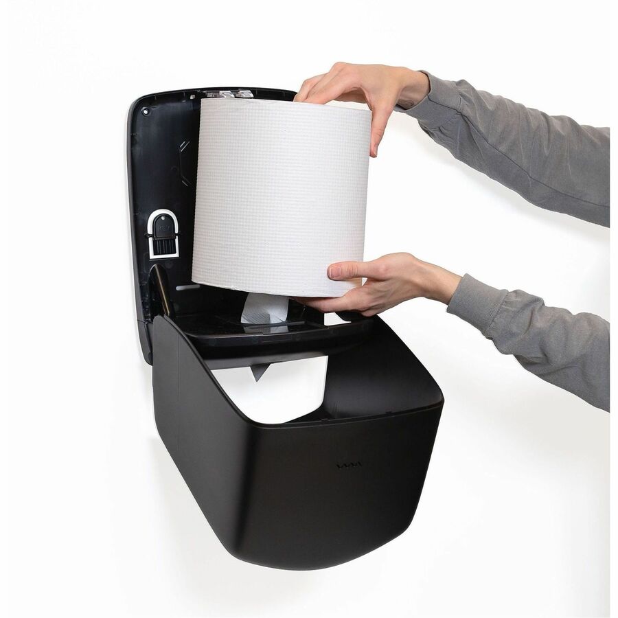 San Jamar Timeless Centerpull Towel Dispenser, Center Pull Dispenser, 12.7" x 9" x 8.8", Plastic, Black (SJMT600BK)