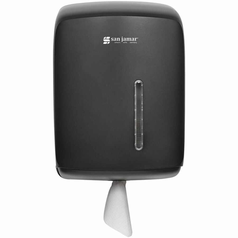 San Jamar Timeless Centerpull Towel Dispenser, Center Pull Dispenser, 12.7" x 9" x 8.8", Plastic, Black (SJMT600BK)