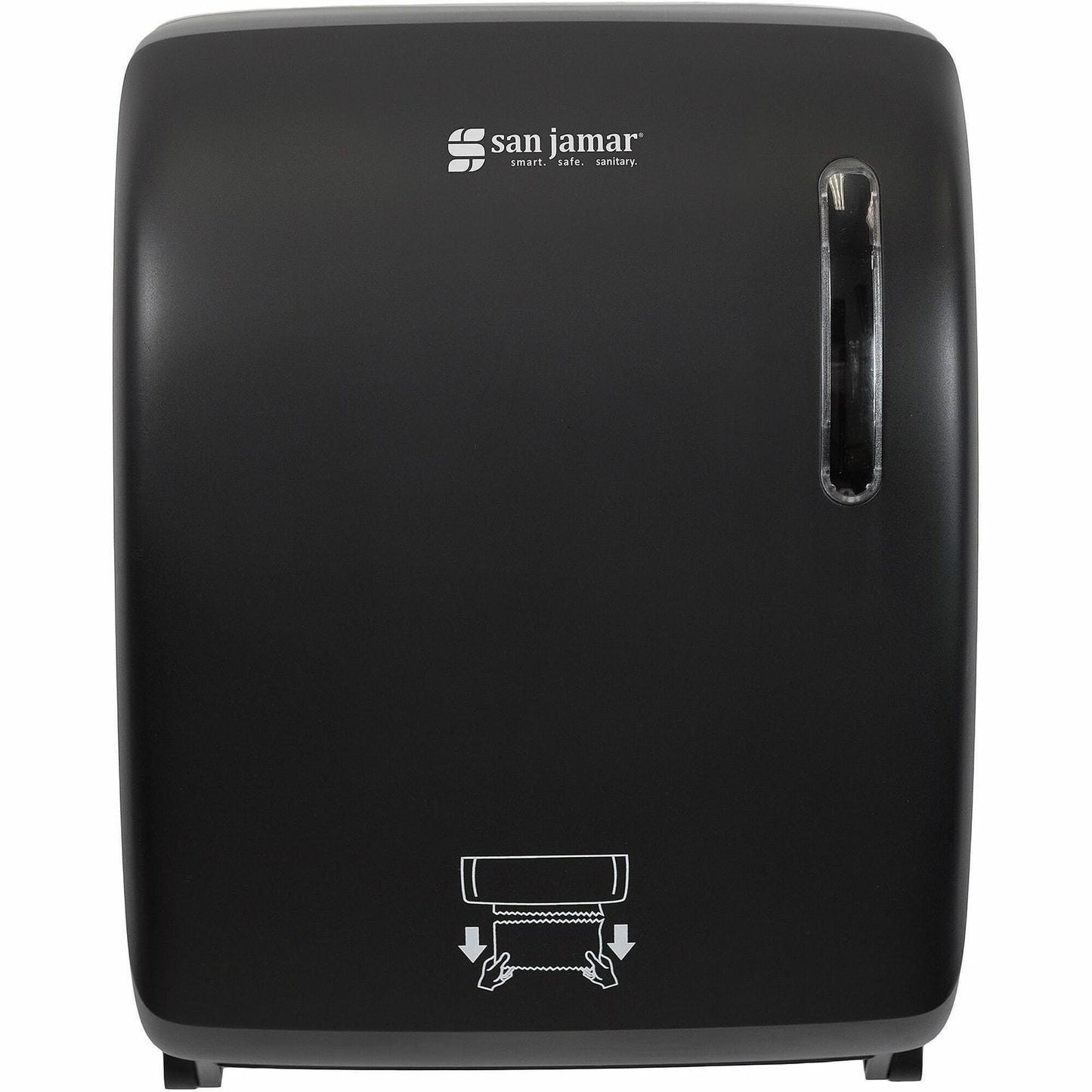 San Jamar Hands-Free Mechanical Towel Dispenser, 15.1" x 11.5" x 9.2", Plastic, Black (SJMT7200BK)