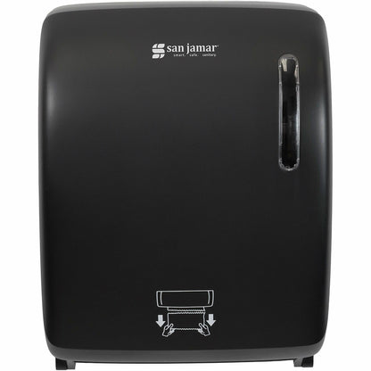 San Jamar Hands-Free Mechanical Towel Dispenser, 15.1" x 11.5" x 9.2", Plastic, Black (SJMT7200BK)
