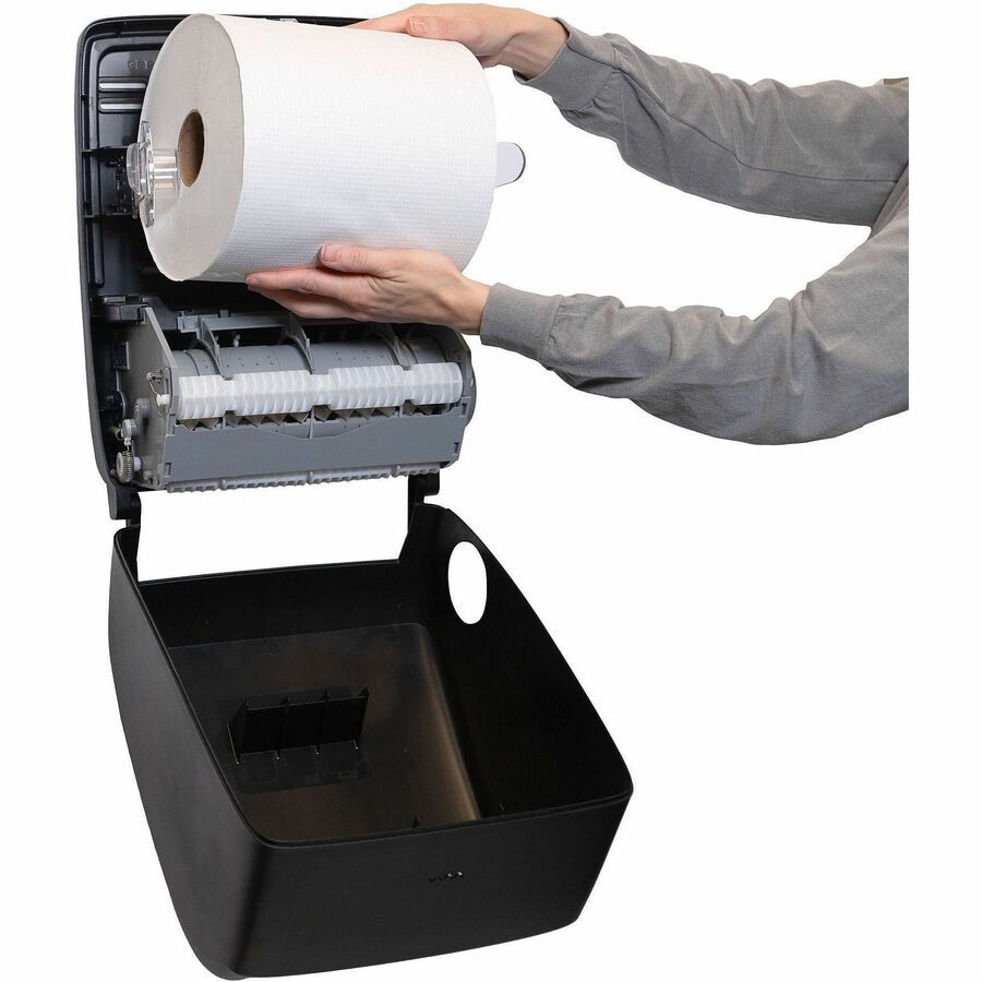 San Jamar Hands-Free Mechanical Towel Dispenser, 15.1" x 11.5" x 9.2", Plastic, Black (SJMT7200BK)