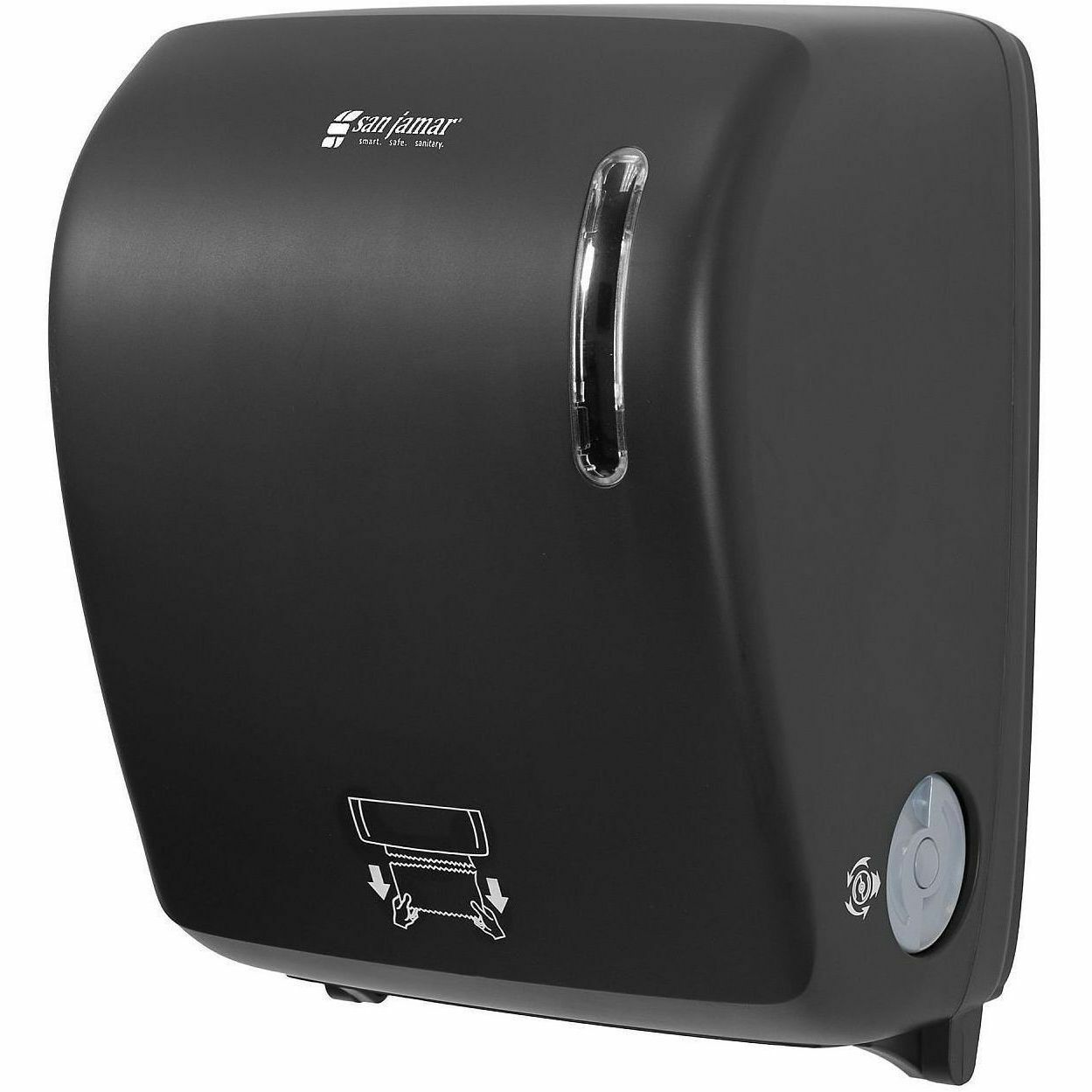 San Jamar Hands-Free Mechanical Towel Dispenser, 15.1" x 11.5" x 9.2", Plastic, Black (SJMT7200BK)