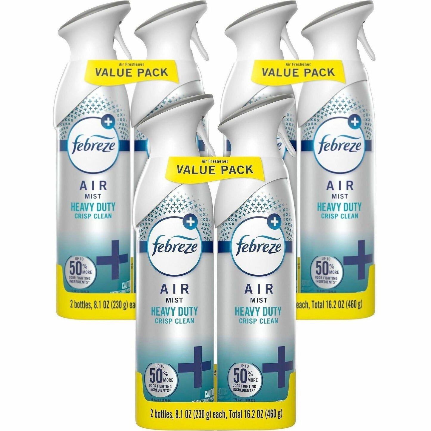 Febreze Heavy-Duty Air Freshener Spray, 8.1 fl oz, Crisp Clean, 2/Pack, 3/Carton (PGC20429CT)