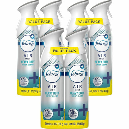 Febreze Heavy-Duty Air Freshener Spray, 8.1 fl oz, Crisp Clean, 2/Pack, 3/Carton (PGC20429CT)