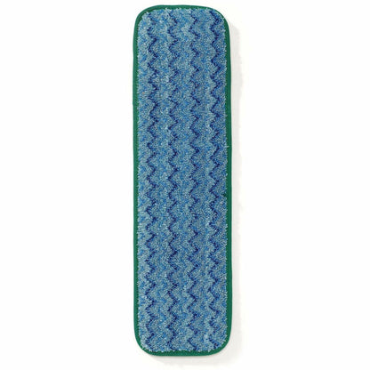 Rubbermaid Commercial Hygen 18" Microfiber Wet Pad, 5.5" x 20.5", Scrubber Strip, Blue, Green, 2.40 oz  (RCPQ410GRN)