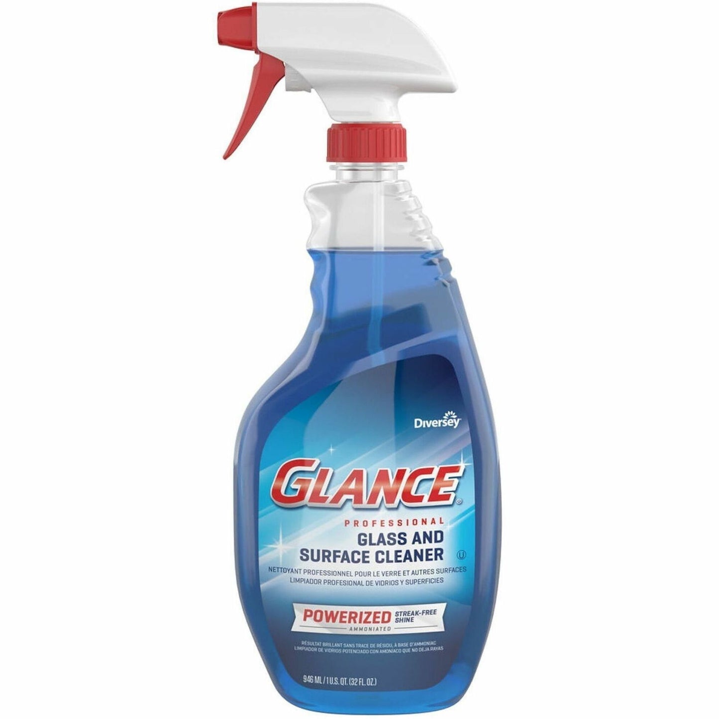 Diversey Professional Glass & Surface Cleaner, 32 fl oz, 10.5 pH, Fresh Ammonia Scent, 1 Carton (DVOCBD539636)