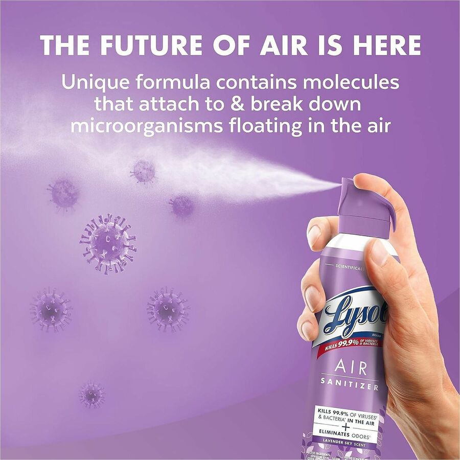 Lysol Air Sanitizer, Spray, 10 fl oz, Lavender Sky, Odor Neutralizer, 6/Carton (RAC56348)