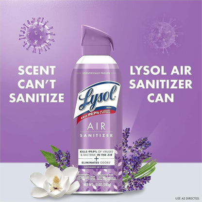 Lysol Air Sanitizer, Spray, 10 fl oz, Lavender Sky, Odor Neutralizer, 6/Carton (RAC56348)