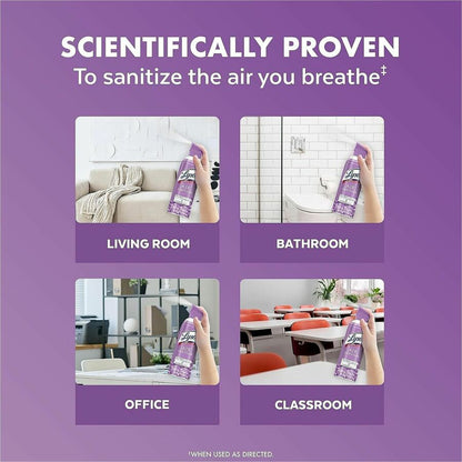 Lysol Air Sanitizer, Spray, 10 fl oz, Lavender Sky, Odor Neutralizer, 6/Carton (RAC56348)