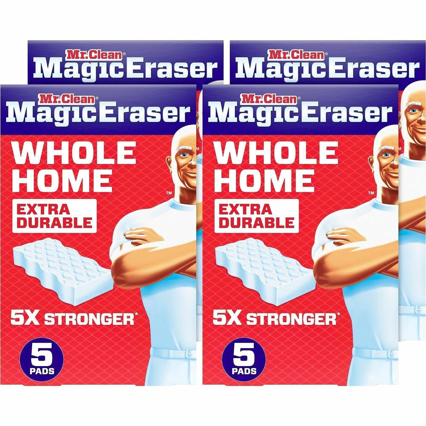 Mr. Clean Magic Eraser Extra-Durable Whole Home, 5/Box, White (PGC22875)