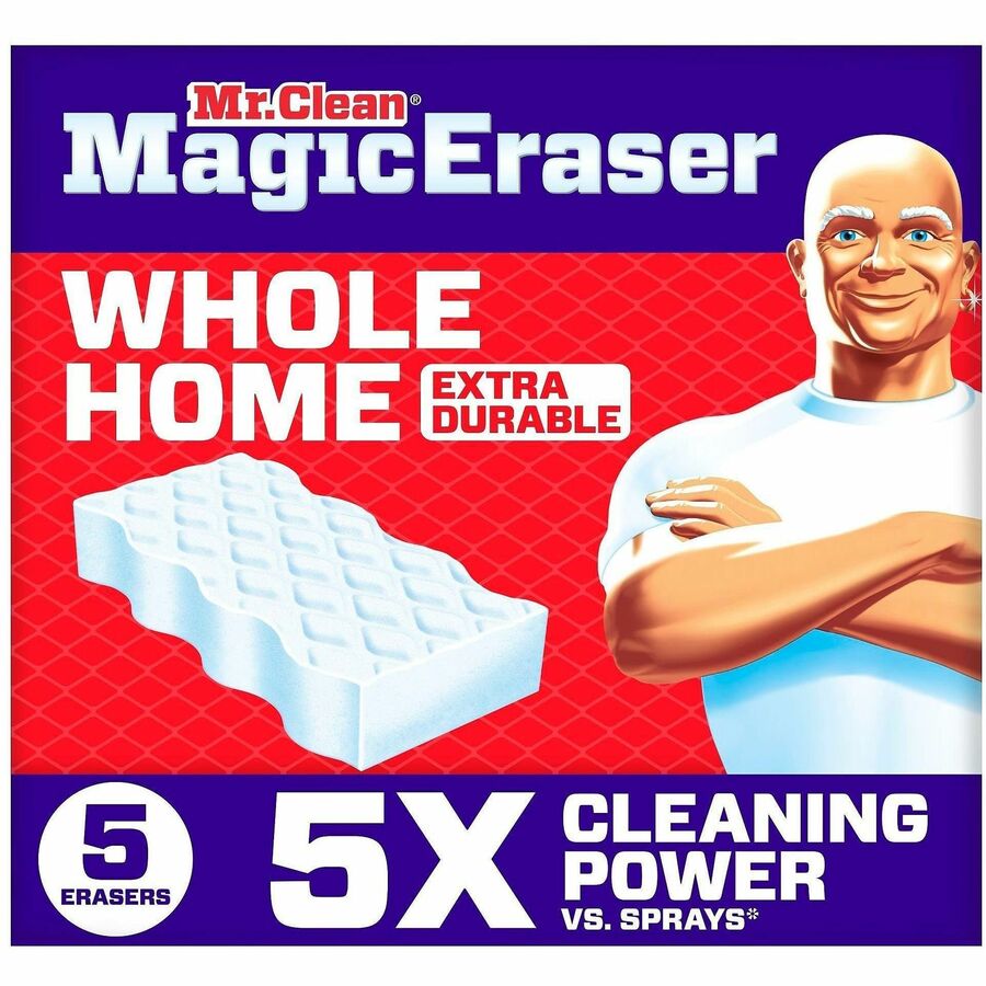 Mr. Clean Magic Eraser Extra-Durable Whole Home, 5/Box, White (PGC22875)