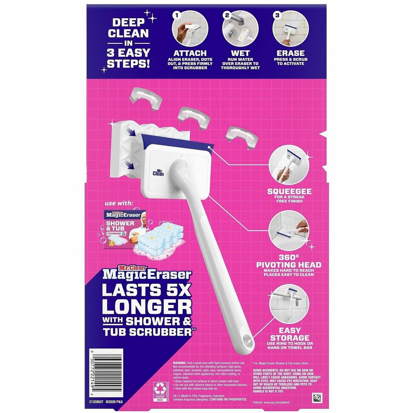 Mr. Clean Shower and Tub Scrubber, 8/Carton (PGC22145)