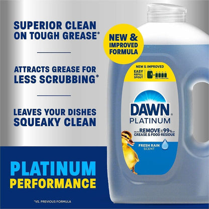 Dawn Platinum Dishwashing Soap, 51.5 fl oz, Fresh Rain Scent, 2/Carton (PGC24496)