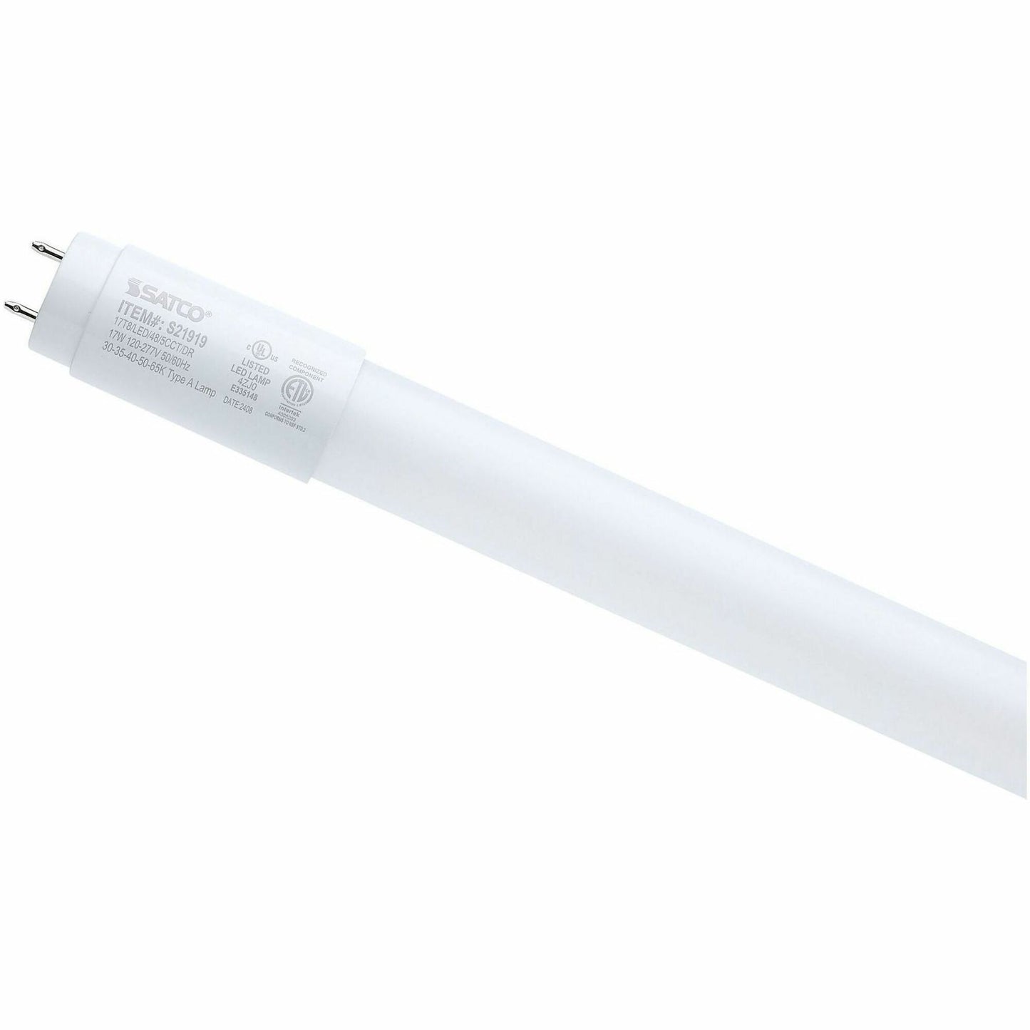 Satco LED Type-A T8 Tube Bulbs, 17 W, 2600 lm, 25/Carton (SDNS21919)