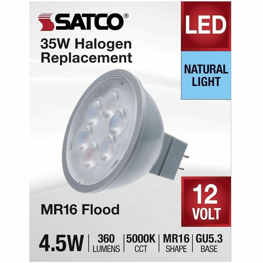 Satco LED MR16 Lightbulb, 4.50 W, 35 W Incandescent Equivalent Wattage (SDNS11395)