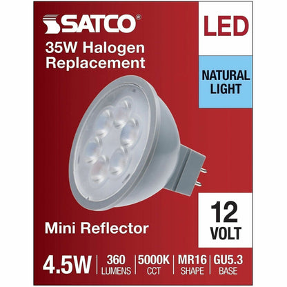 Satco LED MR16 Lightbulb, 4.50 W, 35 W Incandescent Equivalent Wattage (SDNS11395)
