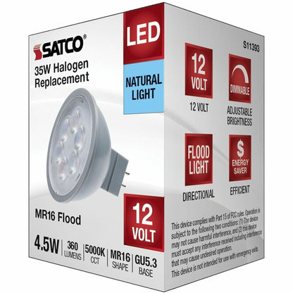 Satco LED MR16 Lightbulb, 4.50 W, 35 W Incandescent Equivalent Wattage (SDNS11395)