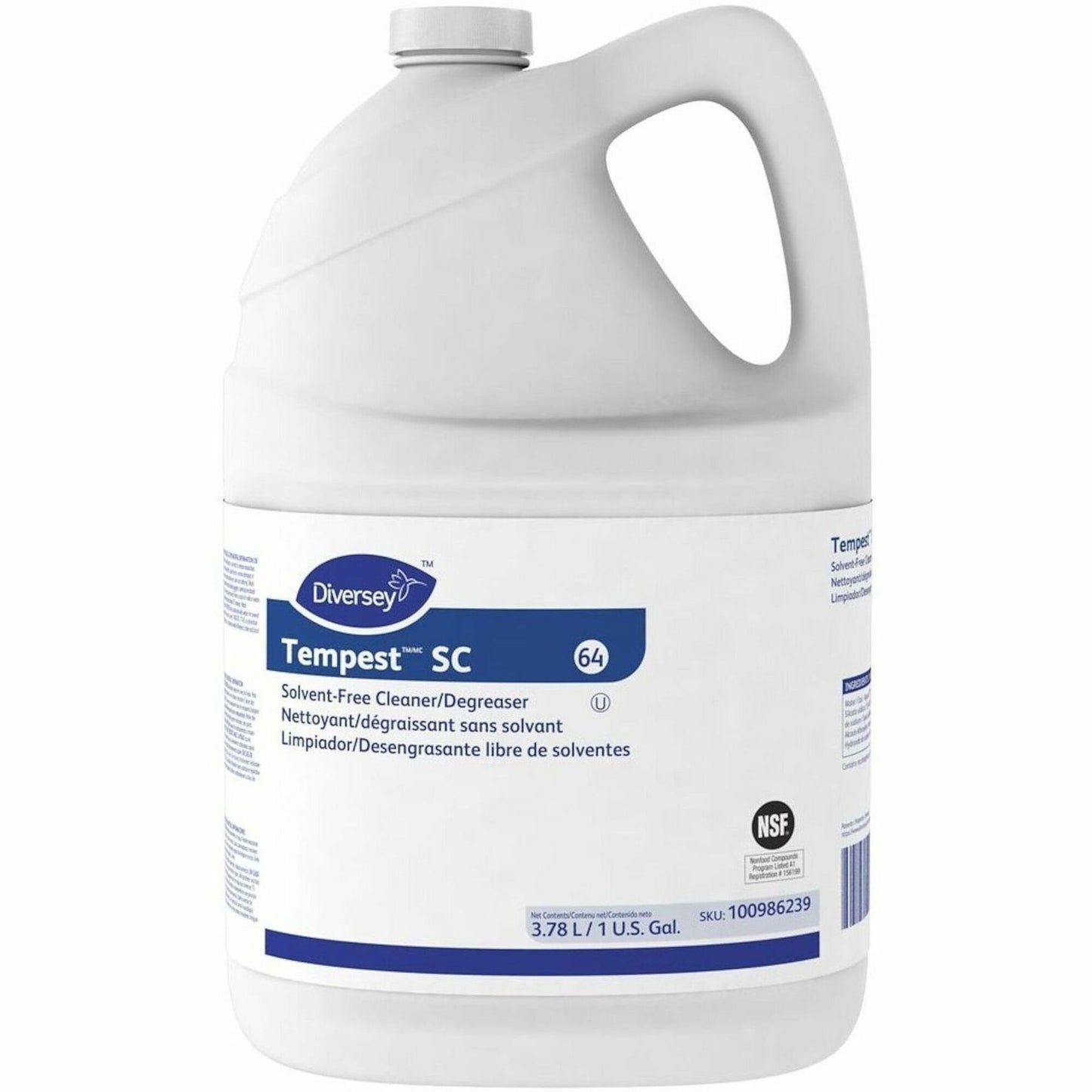 Diversey Tempest SC Solvent-free Degreaser, 128 fl oz, 12.24 to 13.11 pH, Surfactant Scent (DVO100986239)