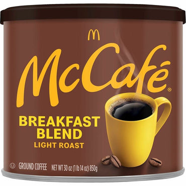 McCafe Ground Breakfast Blend Ground Coffee, Light, Breakfast Blend, Citrus, Kosher, 6/Carton (GMT7152CT)