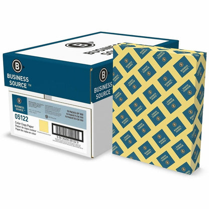 Business Source Multipurpose Color Paper, Letter, 8 1/2" x 11", 20 lb Basis Weight, Canary, 500 Sheets/Ream, 10 Reams/Carton (BSN05122)