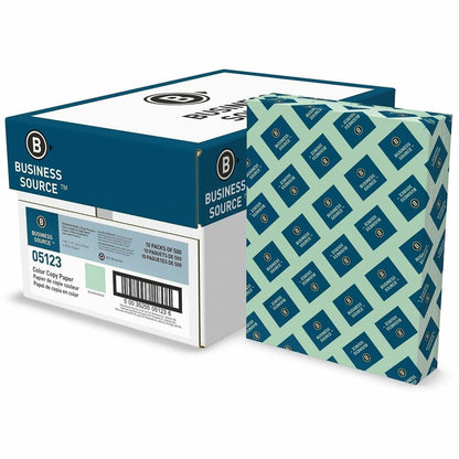 Business Source Multipurpose Color Paper, Letter, 8 1/2" x 11", 20 lb Basis Weight, Green, 500 Sheets/Ream, 10 Reams/Carton (BSN05123)