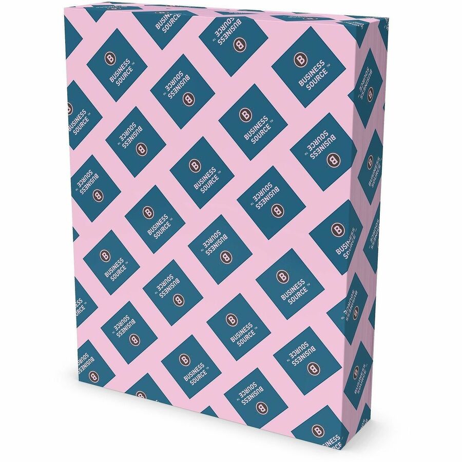 Business Source Multipurpose Color Paper, Letter, 8 1/2" x 11", 20 lb Basis Weight, Pink, 500 Sheets/Ream, 10 Reams/Carton (BSN05124)