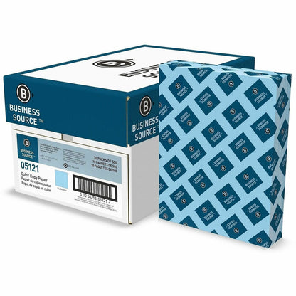 Business Source Multipurpose Color Paper, Letter, 8 1/2" x 11", 20 lb Basis Weight, Blue, 500 Sheets/Ream, 10 Reams/Carton (BSN05121)