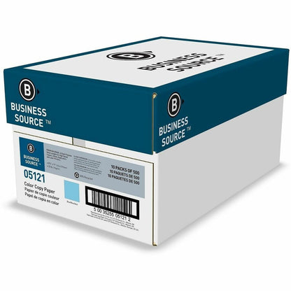 Business Source Multipurpose Color Paper, Letter, 8 1/2" x 11", 20 lb Basis Weight, Blue, 500 Sheets/Ream, 10 Reams/Carton (BSN05121)