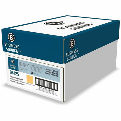 Business Source Multipurpose Color Paper, Letter, 8 1/2" x 11", 20 lb Basis Weight, Goldenrod, 500 Sheets/Ream, 10 Reams/Carton (BSN05125)