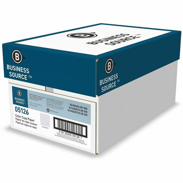 Business Source Multipurpose Color Paper, Letter, 8 1/2" x 11", 20 lb Basis Weight, Gray, 500 Sheets/Ream, 10 Reams/Carton (BSN05126)