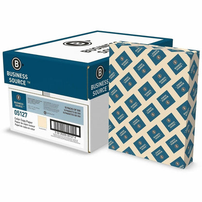 Business Source Multipurpose Color Paper, Letter, 8 1/2" x 11", 20 lb Basis Weight, Ivory, 500 Sheets/Ream, 10 Reams/Carton (BSN05127)