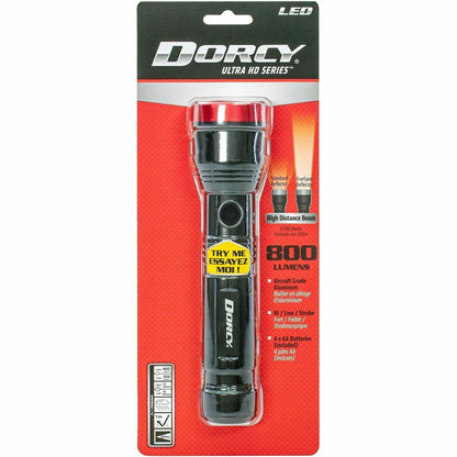 Dorcy Ultra HD Series Flashlight, LED, 800 lm Lumen, 4 x AA, Black, Red  (DCY414331)