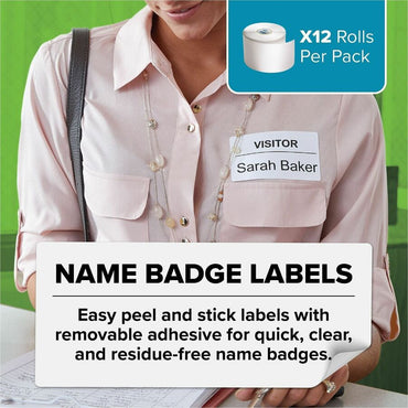 Dymo Multipurpose White Medium Labels, 3000 Total Label(s), DiameterRoll, Direct Thermal, 250/Roll, For Label Printer, 12/Pack (DYM2229751)