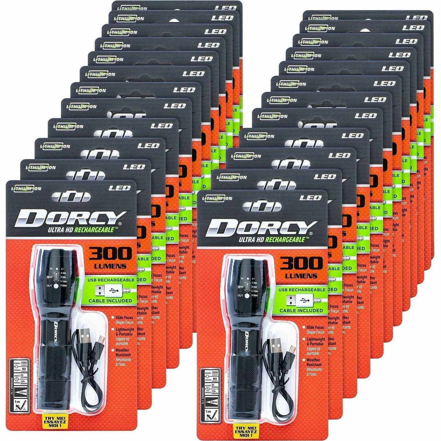 Dorcy 300 Lumen Ultra HD USB Flashlight, 24/Box (DCY414379BX)
