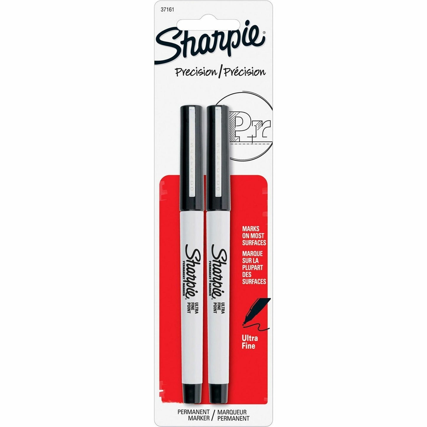 Sharpie Ultra Fine Point Permanent Marker, Black Ink, 2/Pack (SAN37161WCPK)