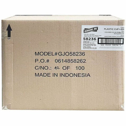 Genuine Joe Lids for 9 & 10 oz. Plastic Cold Cups, Polyethylene Terephthalate (PET), Clear, 1000 Lids/Box, 1 Carton (GJO58236)