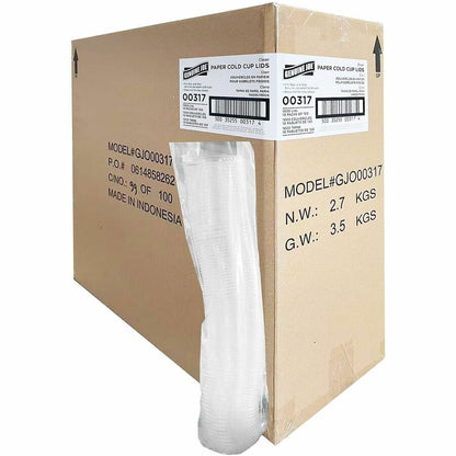 Genuine Joe Lids for Paper Cold Cups, Clear, 100/Pack, 10 Packs/Carton (GJO00317)