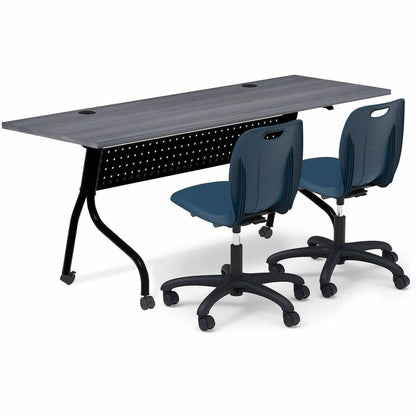 Lorell League Adjustable Height Mobile Classroom Chair, Navy (LLR83093NY)