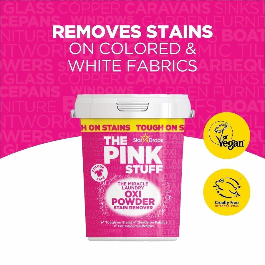 The Pink Stuff Laundry Oxi Powder Stain Remover, 35.20 oz, Fresh, Clean Scent, 6/Carton (RST20148)