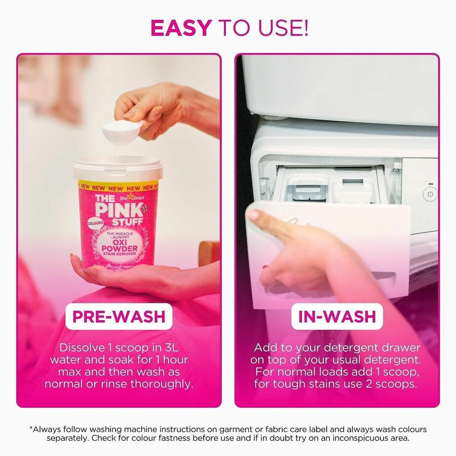 The Pink Stuff Laundry Oxi Powder Stain Remover, 35.20 oz, Fresh, Clean Scent, 6/Carton (RST20148)