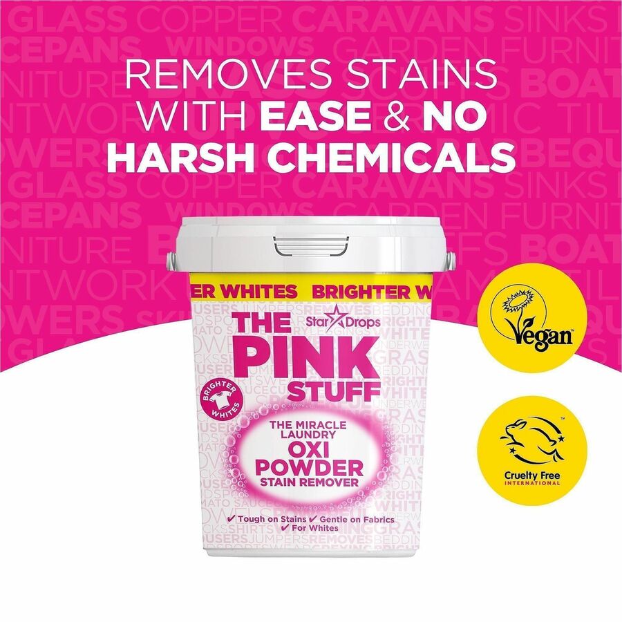 The Pink Stuff Laundry Oxi Powder Stain Remover, 35.20 oz, Fresh, Clean Scent, 6/Carton (RST20162)