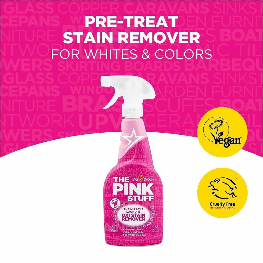 The Pink Stuff Laundry Oxi Stain Remover Spray, 16.9 fl oz, Fresh, Clean Scent, 8/Carton (RST20186)