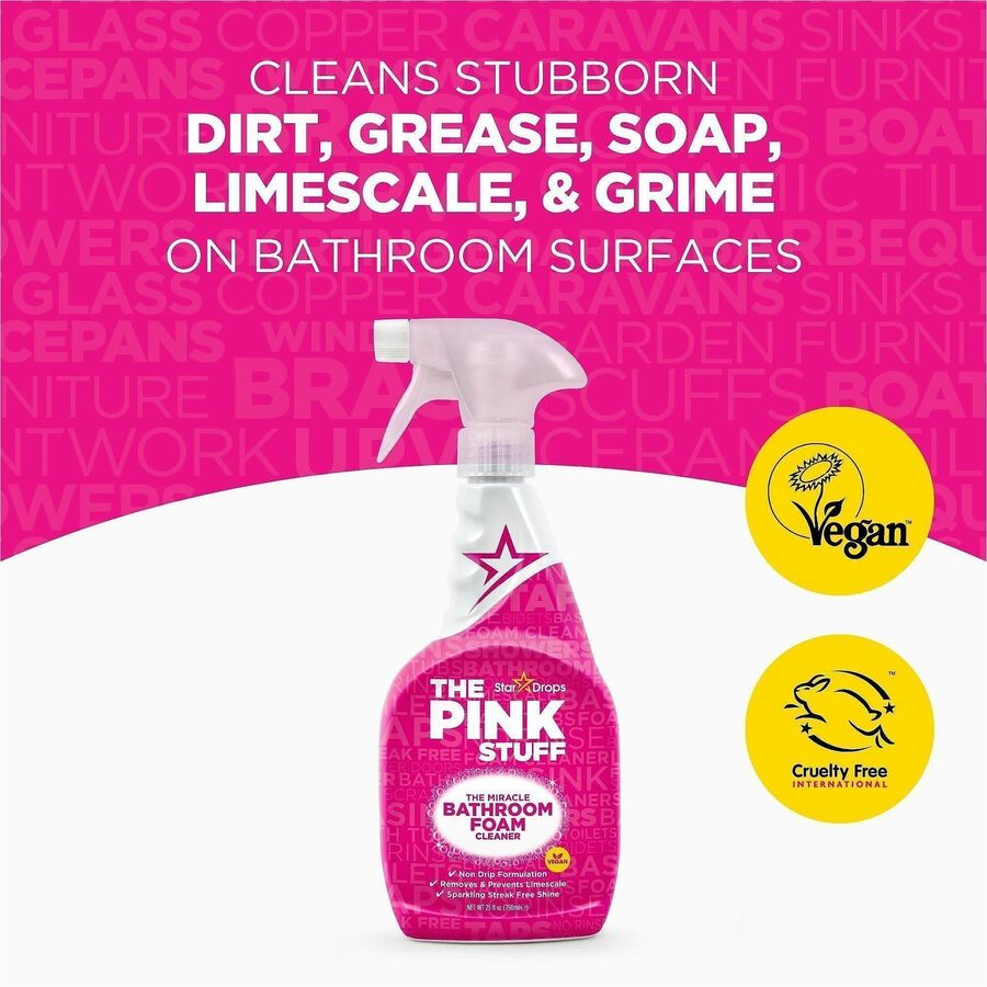 The Pink Stuff Bathroom Foam Cleaner, 25.4 fl oz, Fruity Scent, 10/Carton (RST82383)